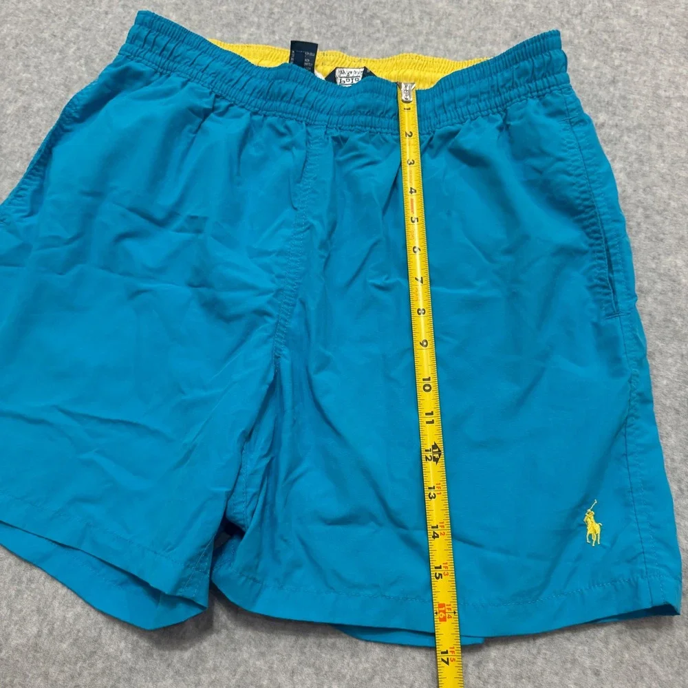 Polo Ralph Lauren Mens Swim Trunks‎ Turquoise Blue Yellow Pony Mesh Lined Large